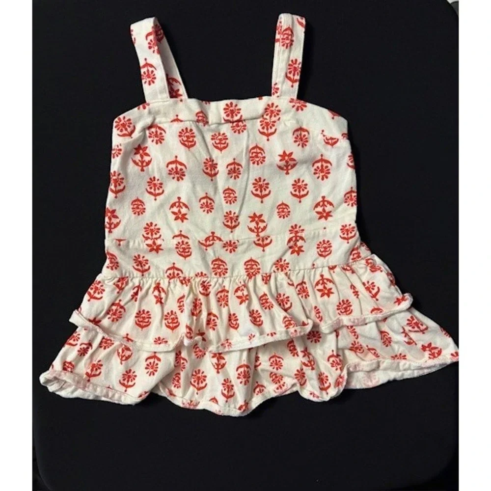 Baby Gap sleeveless dress size 18-24 months white background with red flowers
